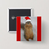 kersteekhoorns vierkante button 5,1 cm (Voorkant /achterkant)