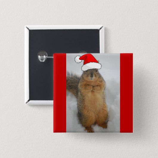 kersteekhoorns vierkante button 5,1 cm (Voorkant /achterkant)