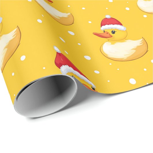 Kersteend Santa Schattige Geel en Rode Polka Dot Cadeaupapier (Rol Hoek)