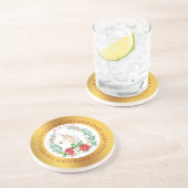 Kersteenhoorngoud en witte rand zandsteen onderzetter (Zijkant)