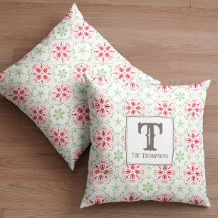 Kersteenvoudig wintersnowflake modern monogram kussen