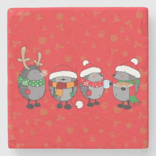 kerstegel stenen onderzetter (Voorkant)