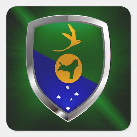 Kersteiland Mettalic Emblem Vierkante Sticker (Voorkant)