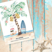 Kersteiland Surf Santa Aloha Tropisch strand Feestdagenkaart
