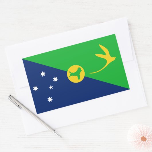 Kersteilandvlag Rechthoekige Sticker (Envelop)