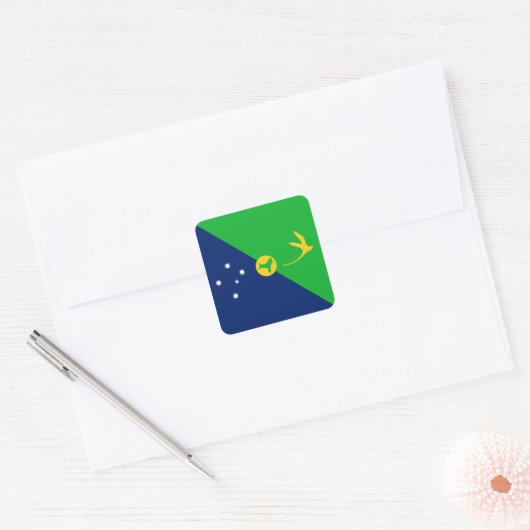 Kersteilandvlag Vierkante Sticker (Envelop)
