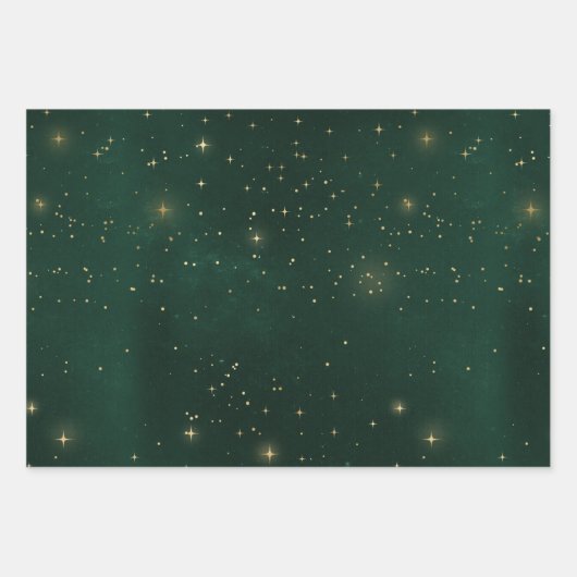 Kerstelegant luxe gouden sterren patroon inpakpapier vel (Voorkant 3)