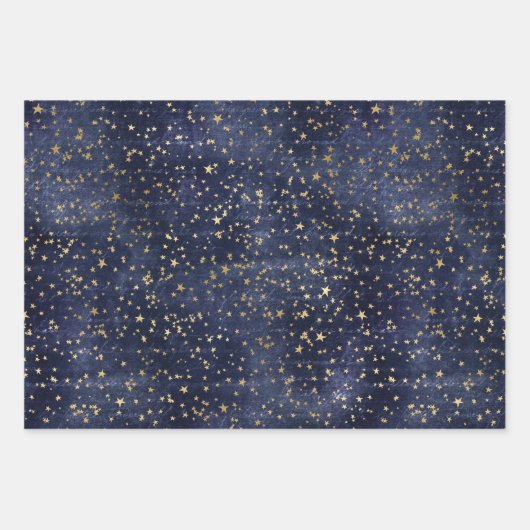 Kerstelegant luxe gouden sterren patroon inpakpapier vel (Voorkant)