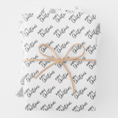 Kerstelegant zwart-wit inpakpapier vel (In situ)