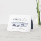 Kerstelegante blauwe waterverf winterscène kaart (Voorkant)