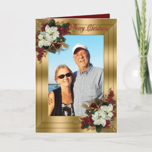 Kerstelegante fotokaart goud feestdagen kaart