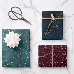 Kerstelegante luxe gouden sterren inpakpapier vel