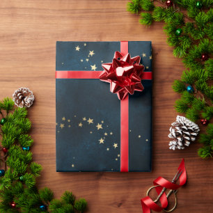 Kerstelegante luxe gouden sterren met blauw cadeaupapier