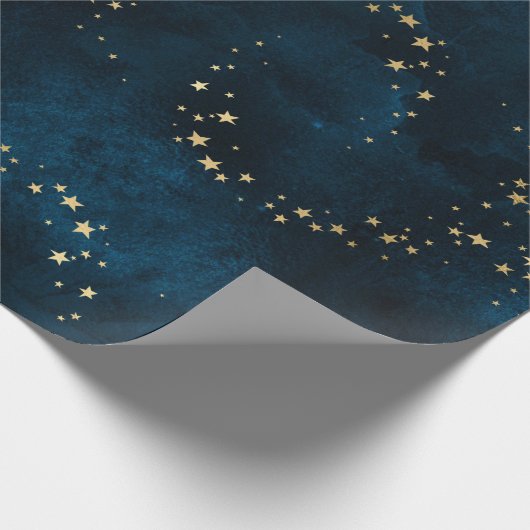 Kerstelegante luxe gouden sterren met blauw cadeaupapier (Hoek)