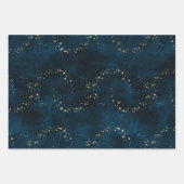 Kerstelegante luxe gouden sterren patroon blauw inpakpapier vel (Voorkant)