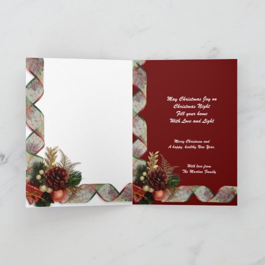Kerstelegantiekaartgoud en rood Victoriaans Feestdagen Kaart (Binnen)
