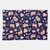 Kerstelementen op Navy Blue Theedoek (Horizontaal)