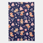 Kerstelementen op Navy Blue Theedoek (Verticaal)