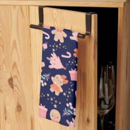 Kerstelementen op Navy Blue Theedoek