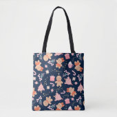 Kerstelementen op Navy Blue Tote Bag (Voorkant)