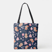 Kerstelementen op Navy Blue Tote Bag (Achterkant)