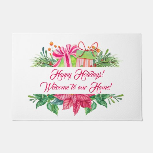 kerstelementen Prettige feestdagen Deurmat (Voorkant)