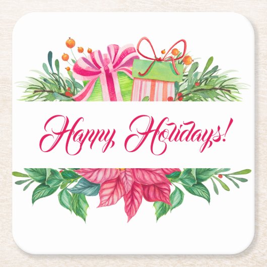 kerstelementen Prettige feestdagen Kartonnen Onderzetters (Voorkant)