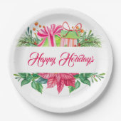 kerstelementen Prettige feestdagen Papieren Bordje (Voorkant)