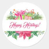 kerstelementen Prettige feestdagen Ronde Sticker (Voorkant)