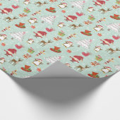 Kerstelementen rendierelven cadeaupapier (Hoek)