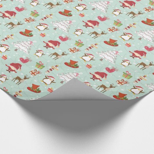 Kerstelementen rendierelven cadeaupapier (Hoek)