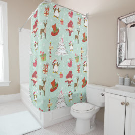 Kerstelementen rendierelven douchegordijn