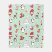 Kerstelementen rendierelven fleece deken (Voorkant)