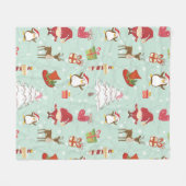 Kerstelementen rendierelven fleece deken (Voorkant (Horizontaal))