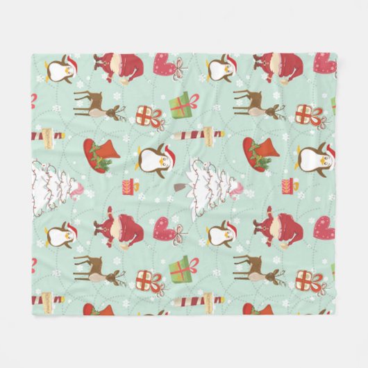 Kerstelementen rendierelven fleece deken (Voorkant (Horizontaal))