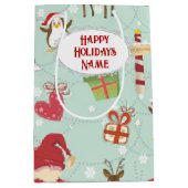 Kerstelementen rendierelven medium cadeauzakje (Voorkant)