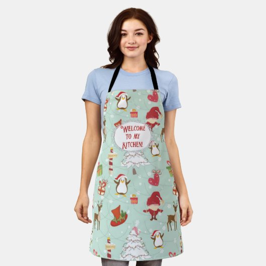 Kerstelementen rendierelven schort (Gedragen)