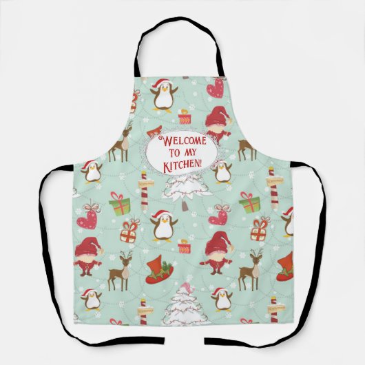 Kerstelementen rendierelven schort (Voorkant)