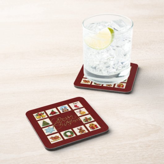 Kerstelementen Rood Onderzetter (Rechterzijde)