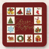 Kerstelementen Rood Onderzetter (Voorkant)