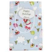 Kerstelementen Snowman Pattern Medium Cadeauzakje (Voorkant)