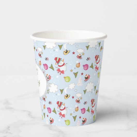Kerstelementen Snowman Pattern Papieren Bekers (Achterkant)