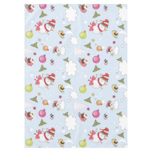 Kerstelementen Snowman Pattern Tafelkleed (Voorkant)