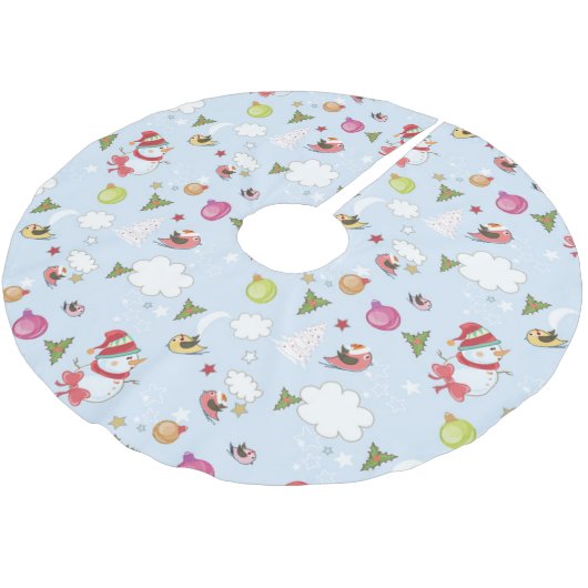 Kerstelementen Snowman Pattern Tree Skirt Kerstboom Rok (Gekanteld)
