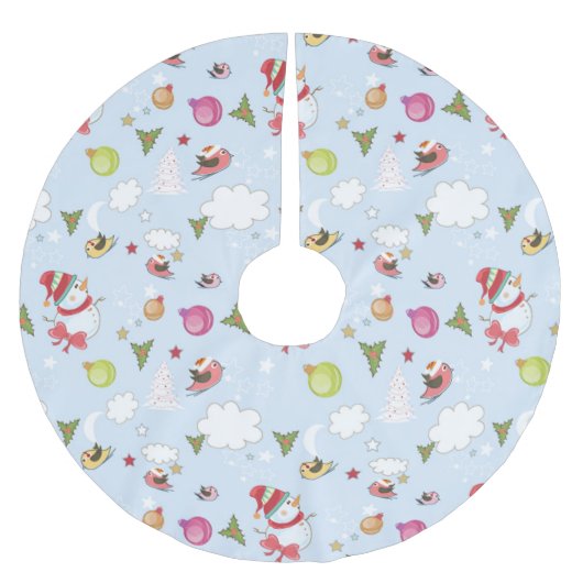 Kerstelementen Snowman Pattern Tree Skirt Kerstboom Rok (Voorkant)