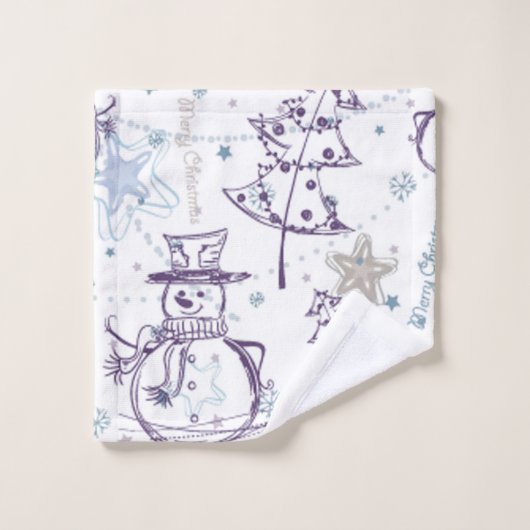 kerstelementen Snowman Sketch Bad Handdoek (Wasdoekje)