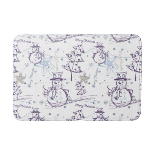 Kerstelementen Snowman Sketch Bathroom Mat (Voorkant)