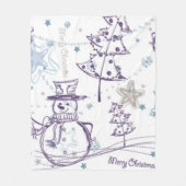 kerstelementen Snowman Sketch Fleece Deken (Voorkant)