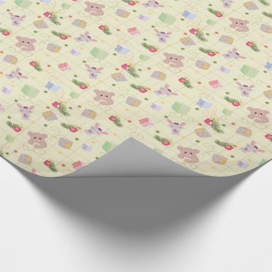kerstelementen Teddy Bear Wrapping Paper Cadeaupapier (Hoek)