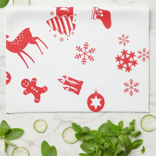 kerstelementen theedoek (Gevouwen)